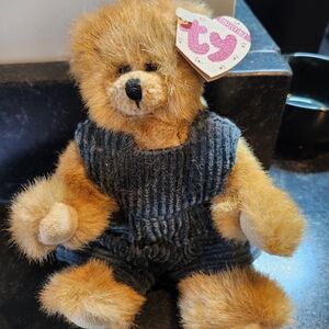 TY 1993 Jointed Oscar Bear with Blue Overalls